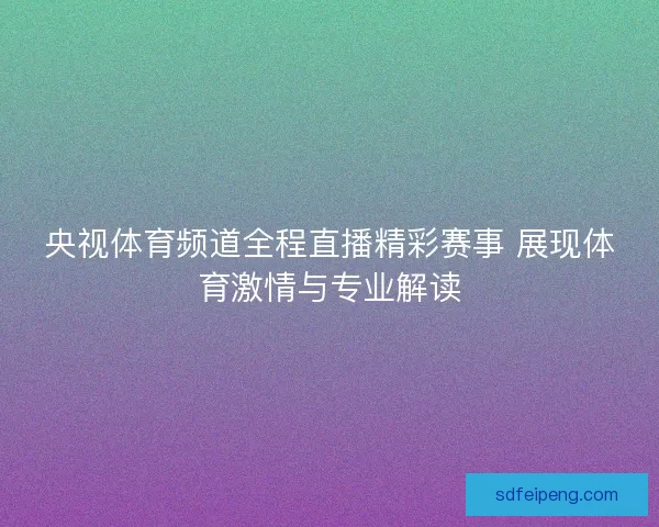 央视体育频道全程直播精彩赛事 展现体育激情与专业解读